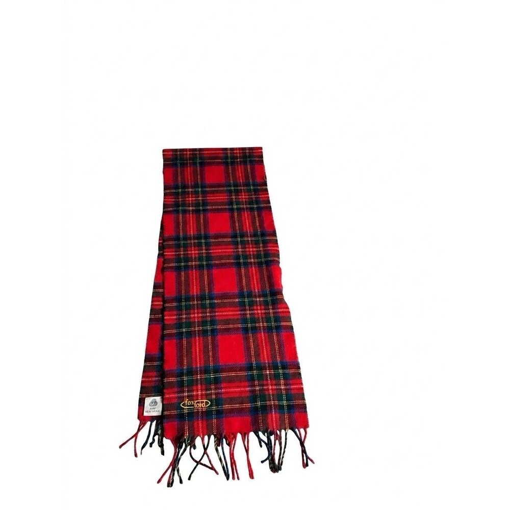 VTG Foxford Irish Wool Scarf Red Plaid Christmas Tartan Made in Ireland Heritage